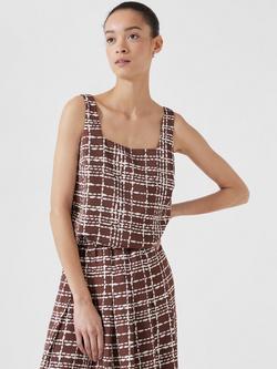 HUSH Square Neck Top, Brown/White, Brown/White