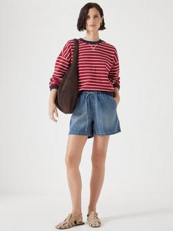 HUSH Betty Pull On Denim Shorts, Green Blue - view 2, Green Blue