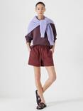 HUSH Margot Cotton Poplin Drawstring Shorts, Port Red