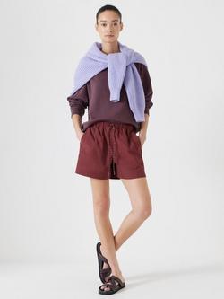 HUSH Margot Cotton Poplin Drawstring Shorts - view 2, Port Red