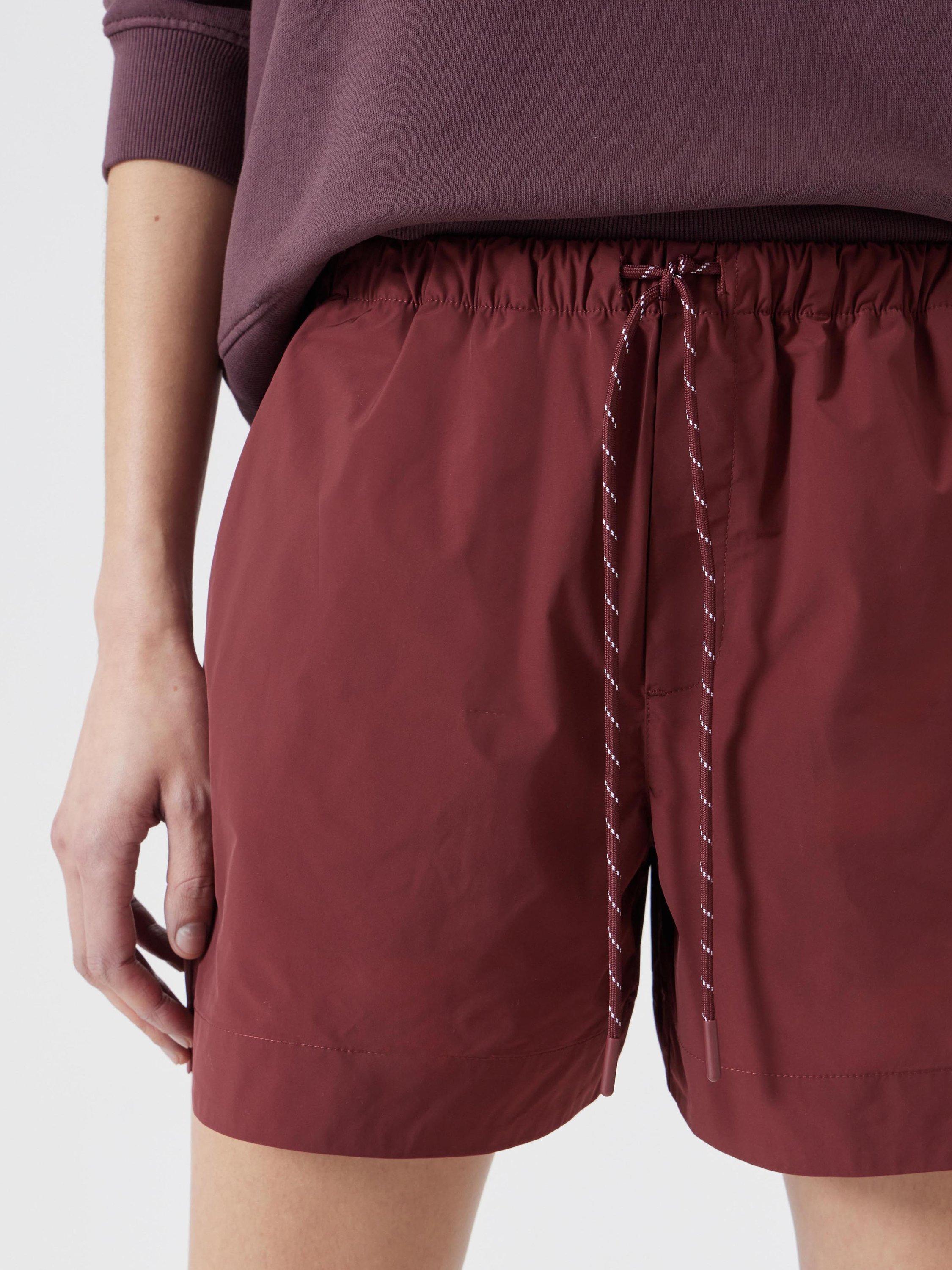 Product image 5 of 5, which shows HUSH Margot Cotton Poplin Drawstring Shorts, Port Red, 6R