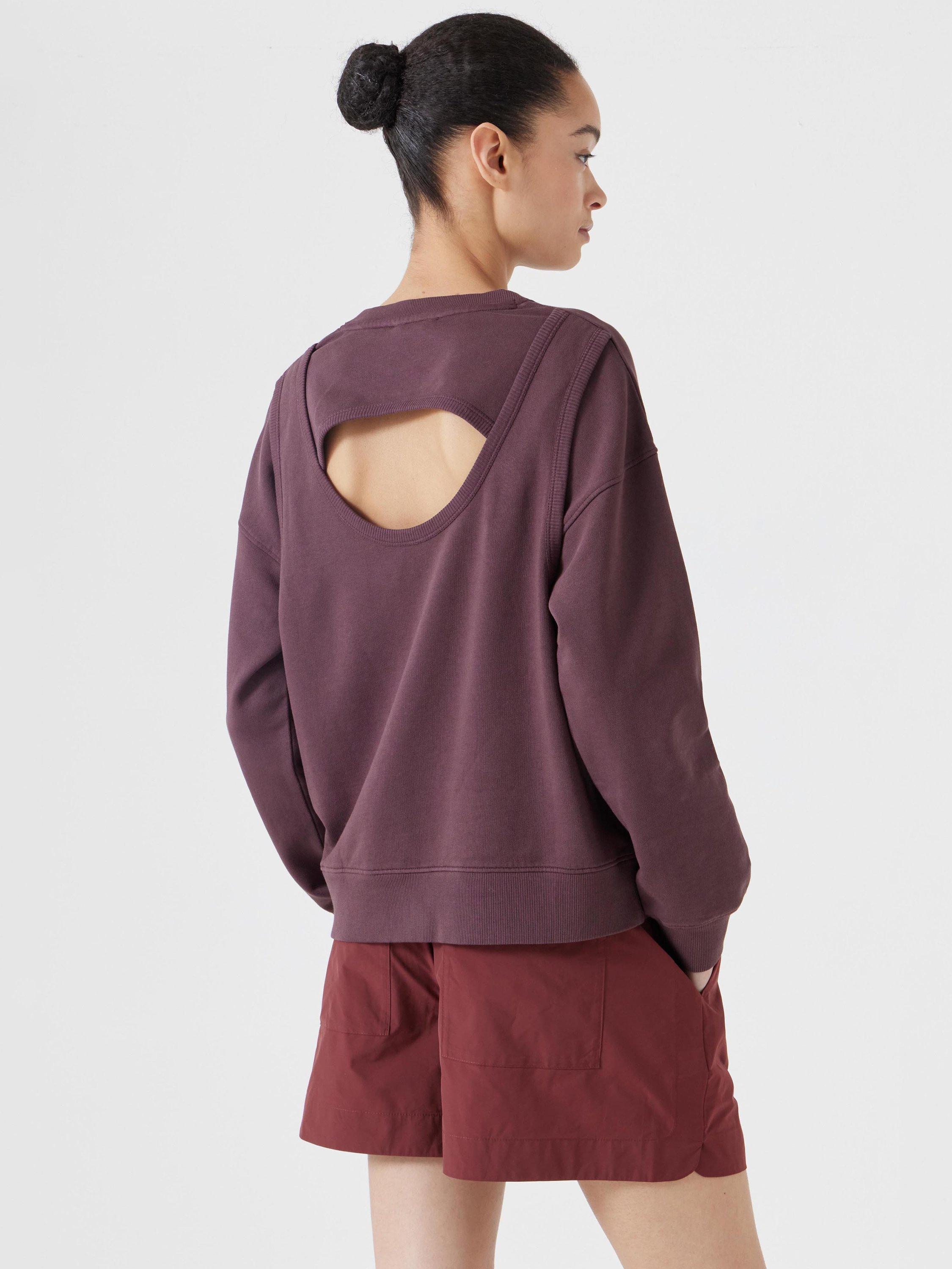 Product image 3 of 5, which shows HUSH Cut Out Back Sweatshirt, Fudge Brown, M