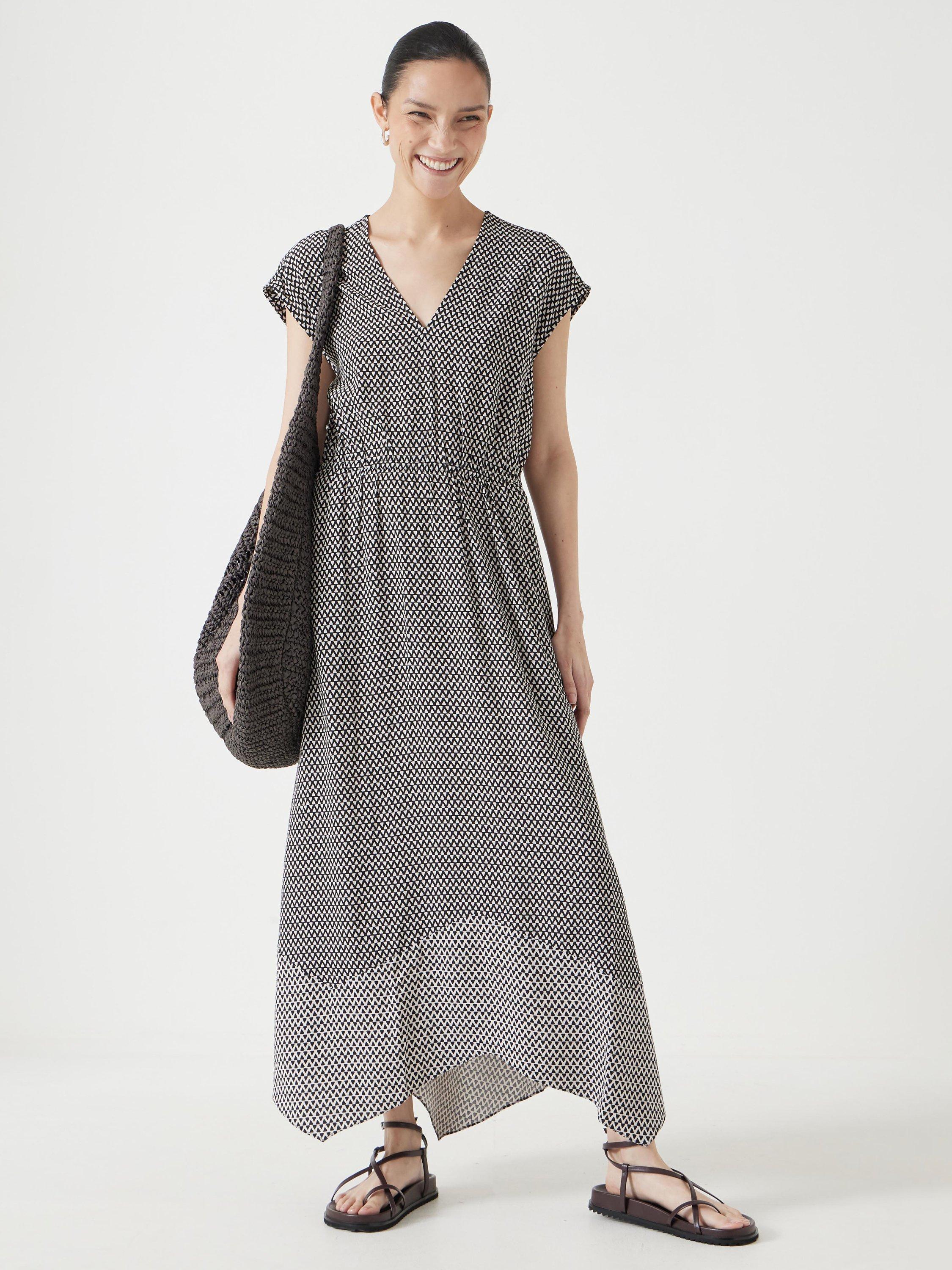 Product image 2 of 6, which shows HUSH Klara Geometric Hanky Hem Dress, Black/White, 10
