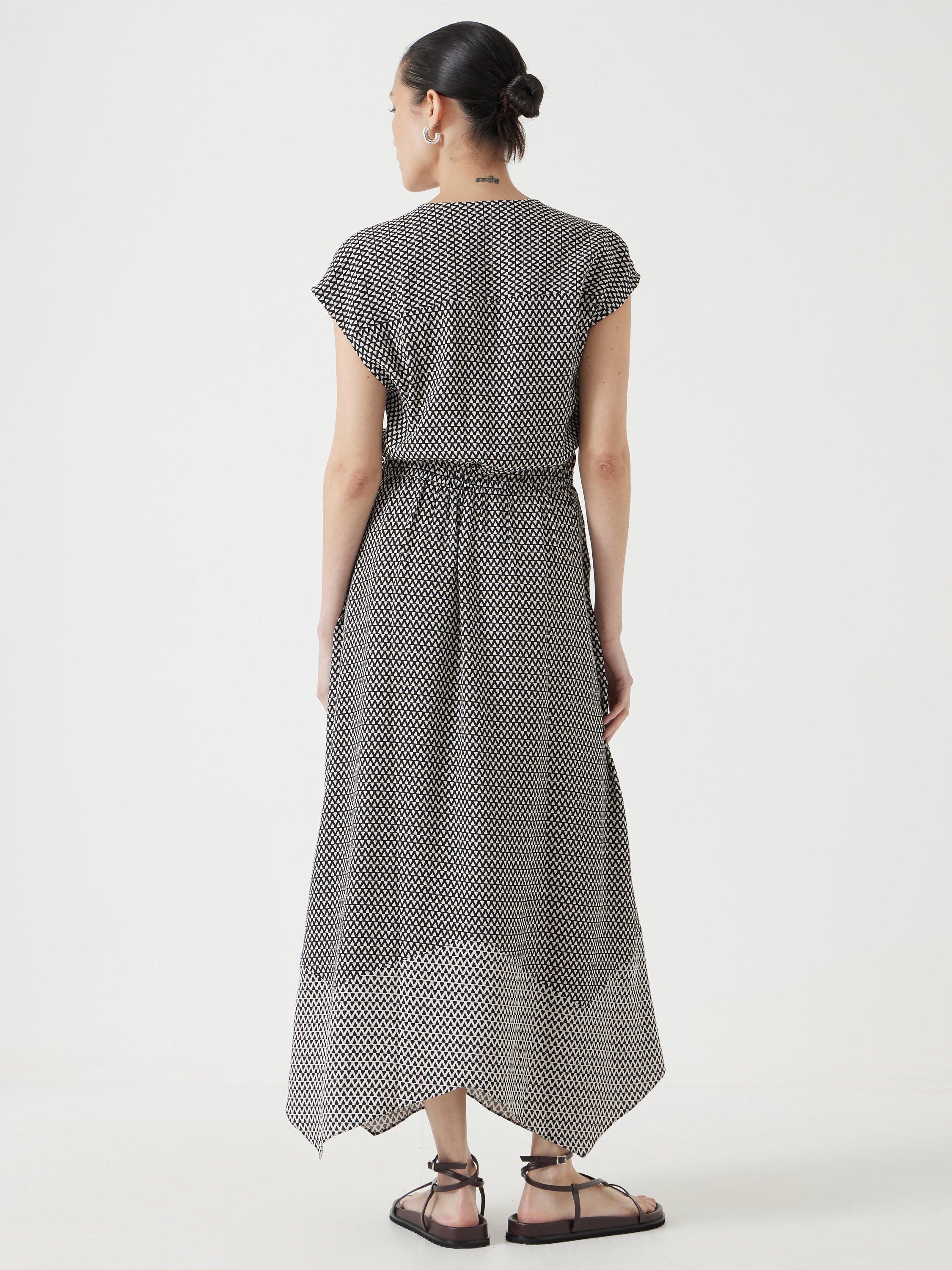 Product image 4 of 6, which shows HUSH Klara Geometric Hanky Hem Dress, Black/White, 10
