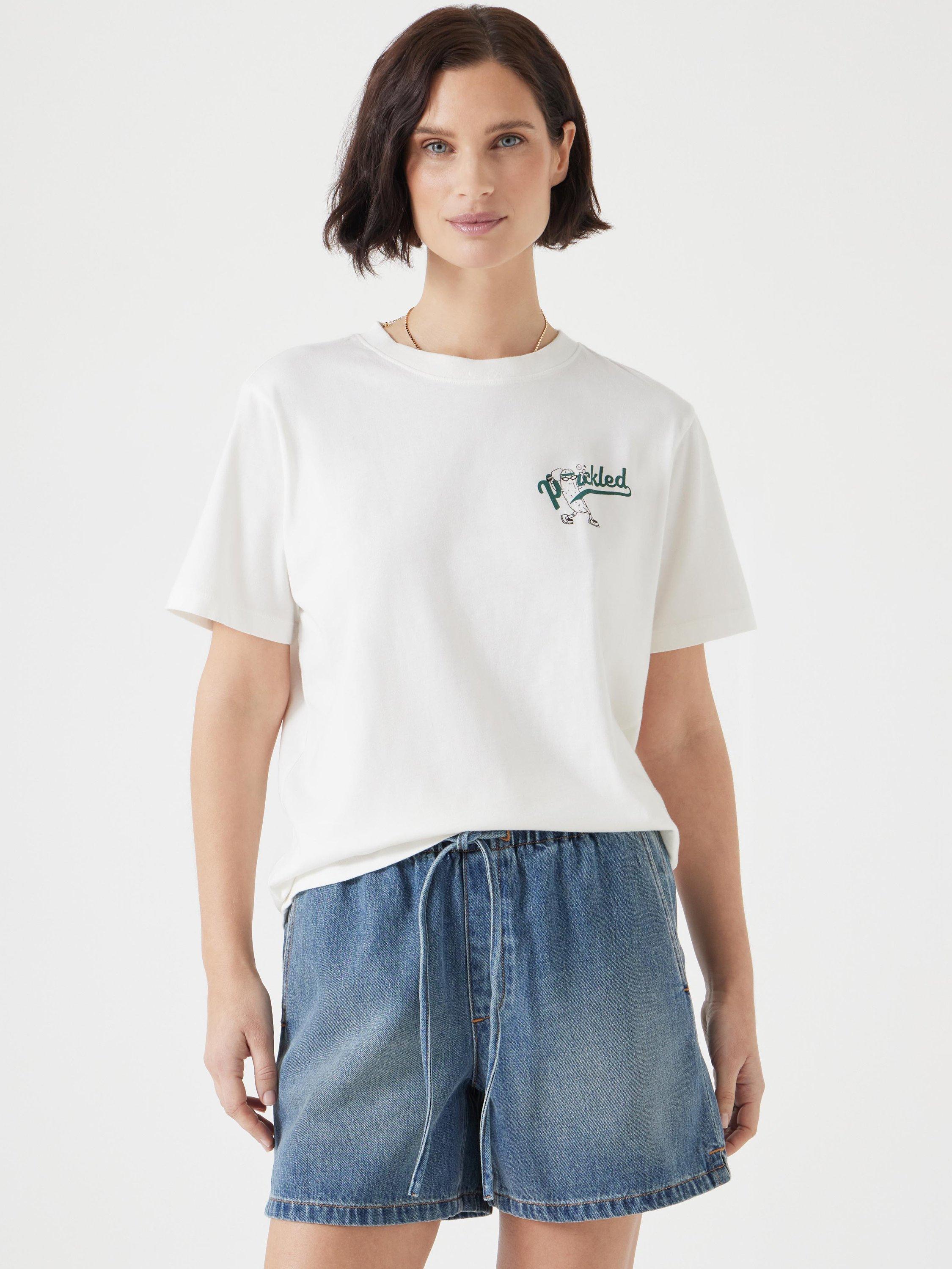 Product image 1 of 5, which shows HUSH Pickled Organic Cotton T-Shirt, Off White, XXS