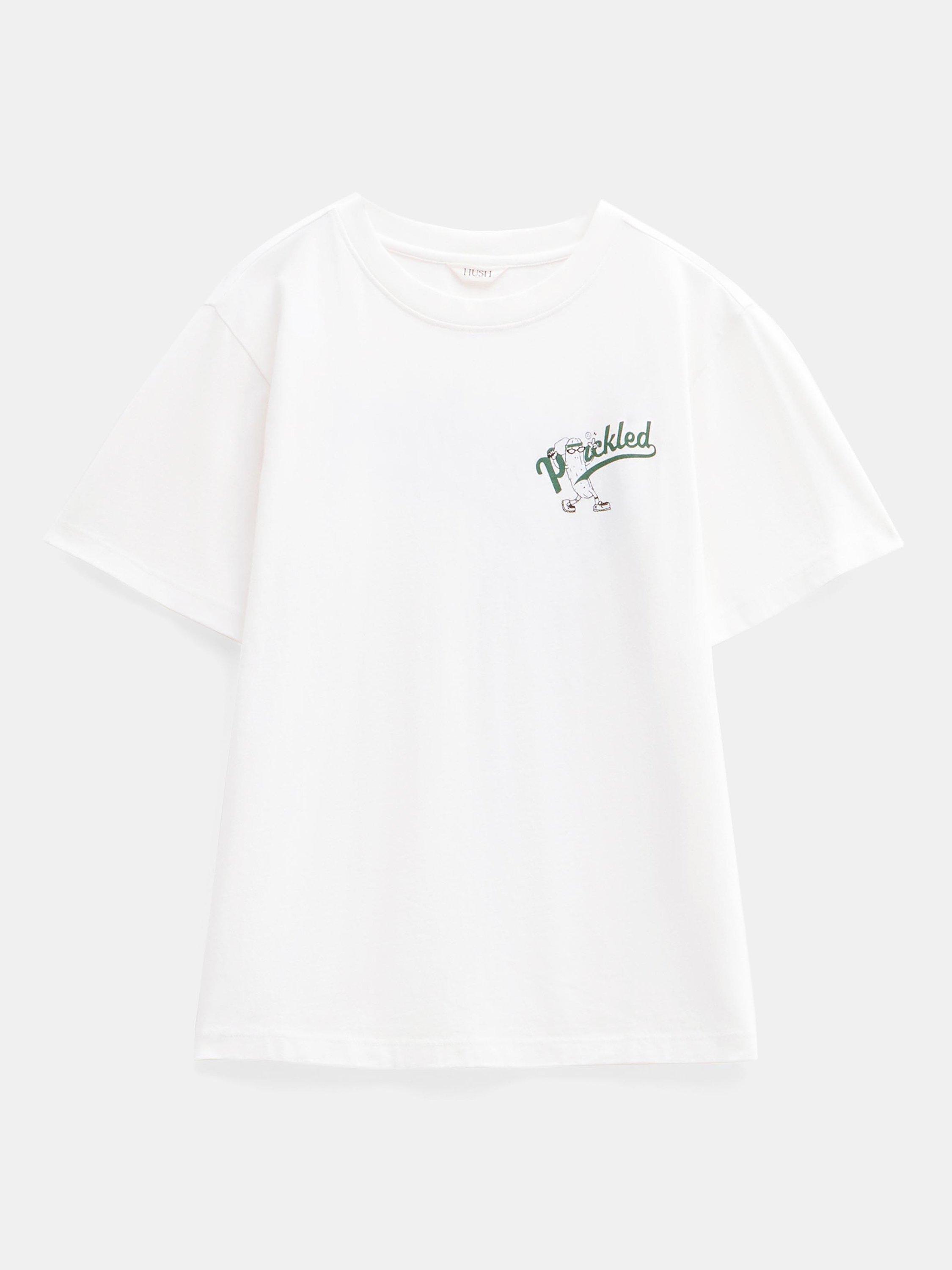 Product image 4 of 5, which shows HUSH Pickled Organic Cotton T-Shirt, Off White, XXS