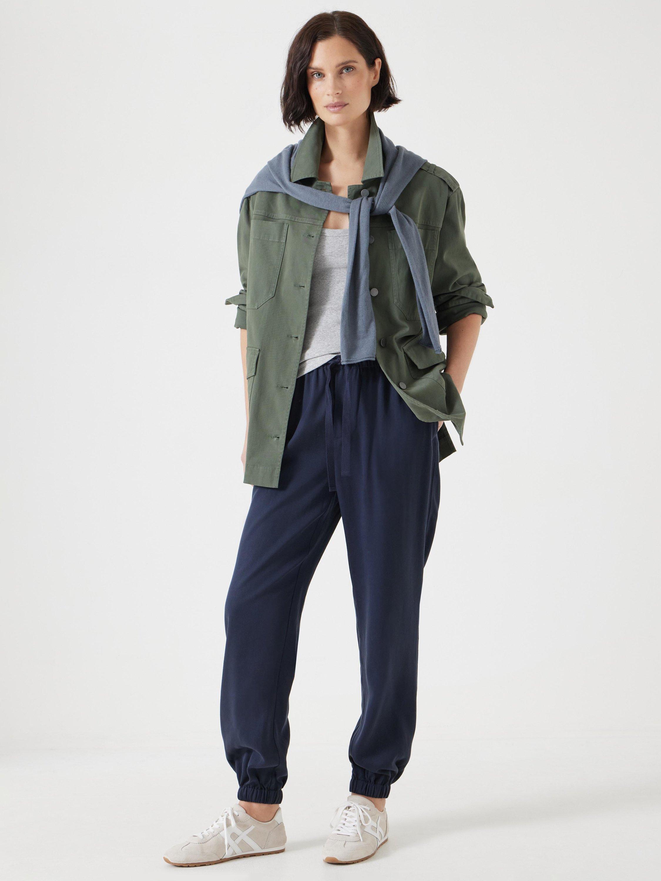 Product image 2 of 6, which shows HUSH Paloma Tencel Tapered Trousers, Dark Navy, 4R
