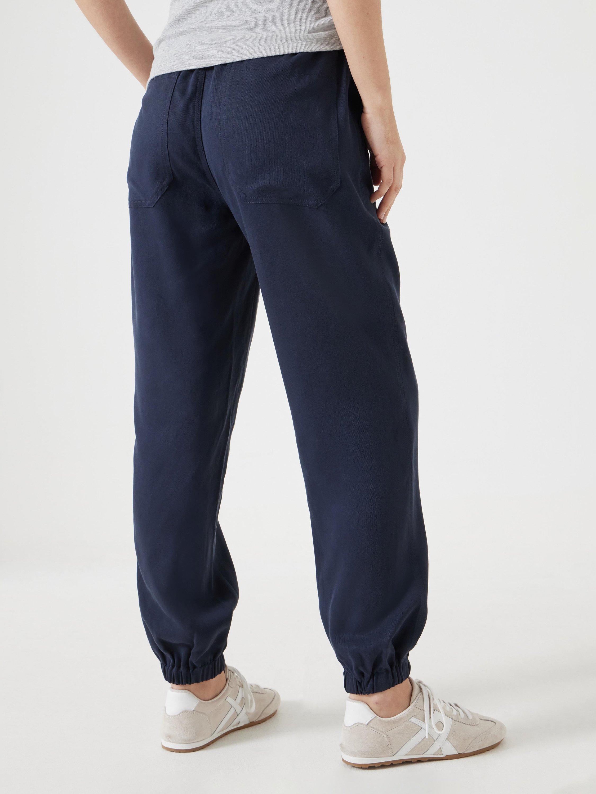 Product image 3 of 6, which shows HUSH Paloma Tencel Tapered Trousers, Dark Navy, 4R