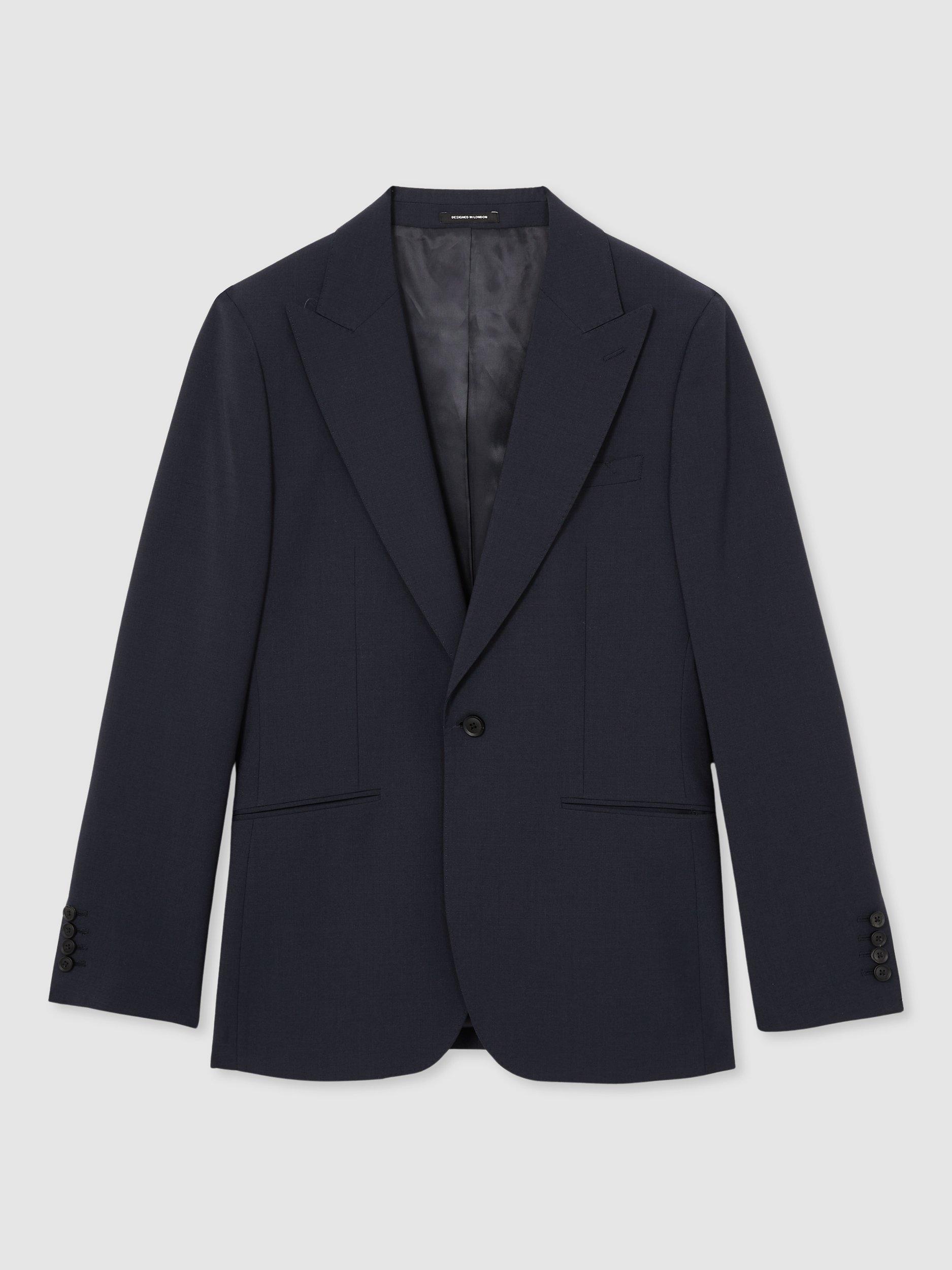 Product image 3 of 5, which shows Reiss Dream Wool Blend Slim Fit Single-Breasted Blazer, Bright Blue, 40