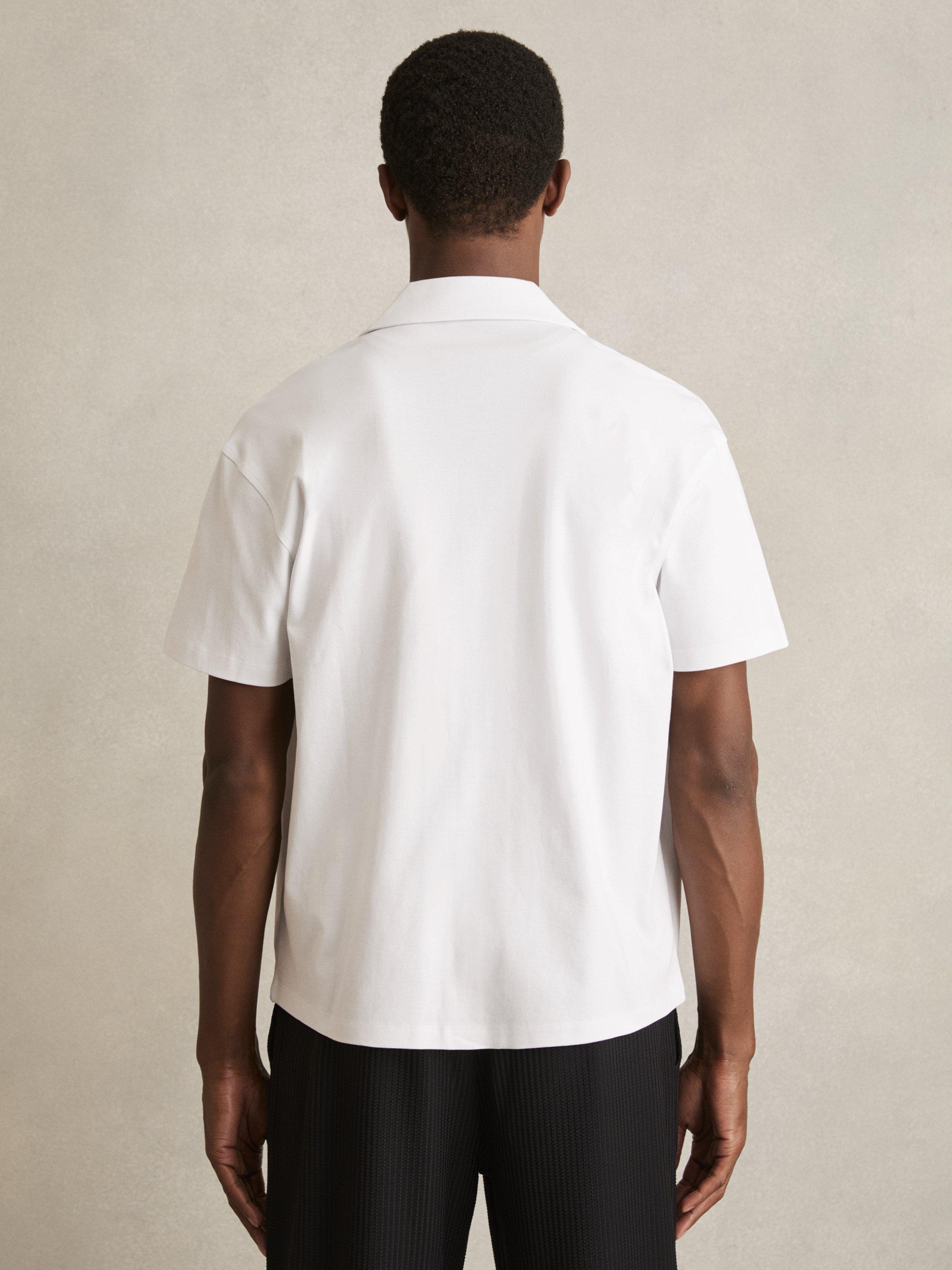 Product image 2 of 5, which shows Reiss Goya Floral Embroidered Cotton Regular Fit Short Sleeve Shirt, White, XS
