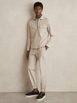 Reiss Climb Elasticated Tapered Trousers, Stone, Stone