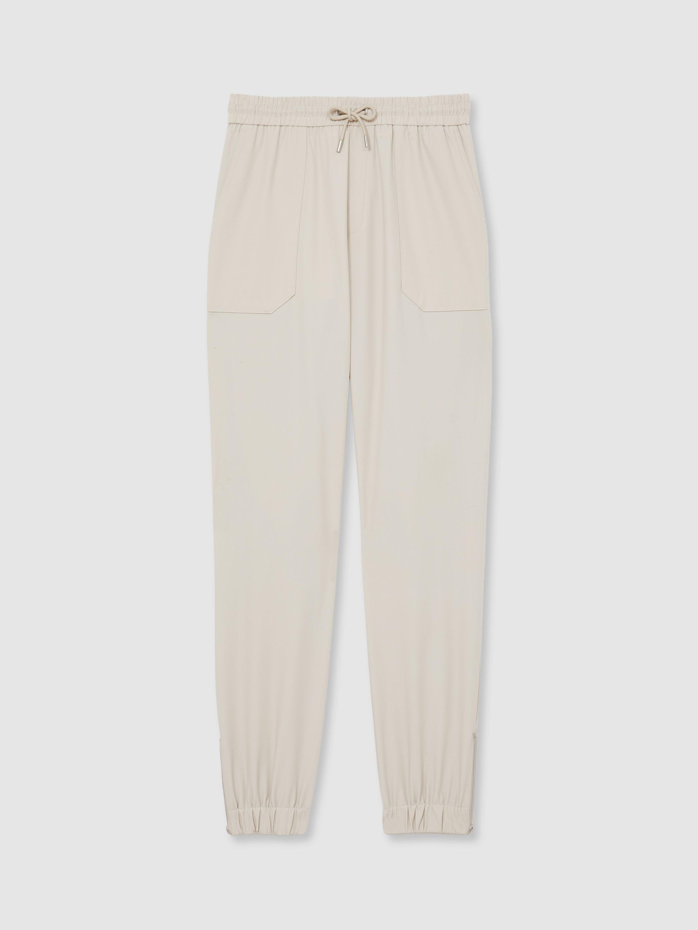 Product image 3 of 5, which shows Reiss Climb Elasticated Tapered Trousers, Stone, 28R