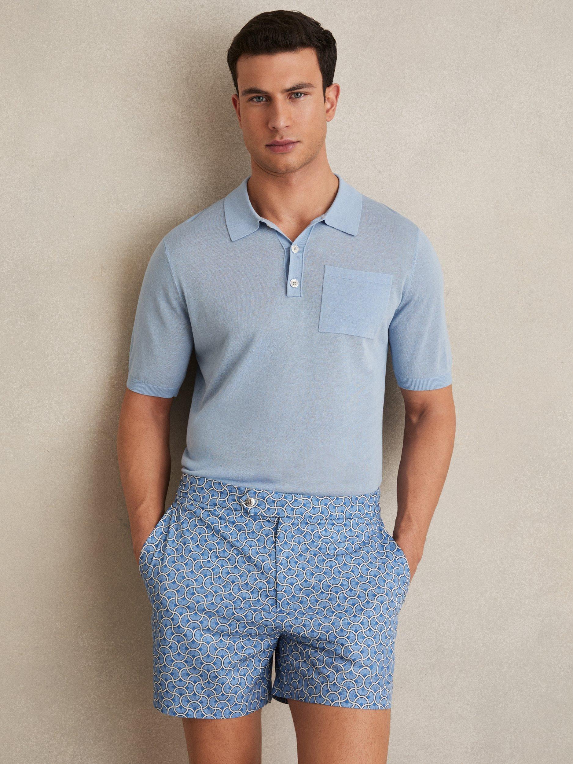 Reiss Caprio Geometric Swim Shorts, French Blue