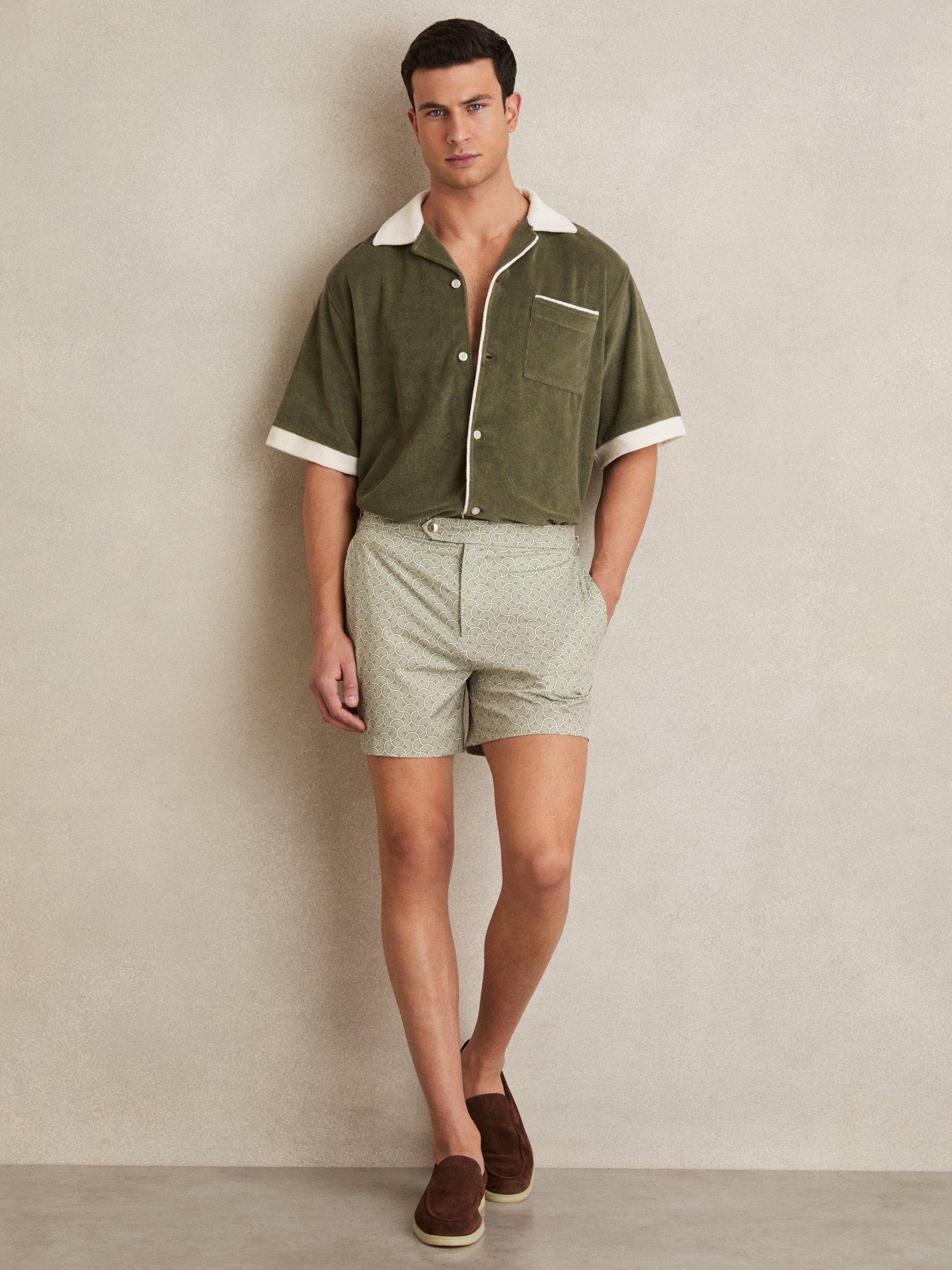 Reiss Caprio Geometric Swim Shorts, Pistachio Green