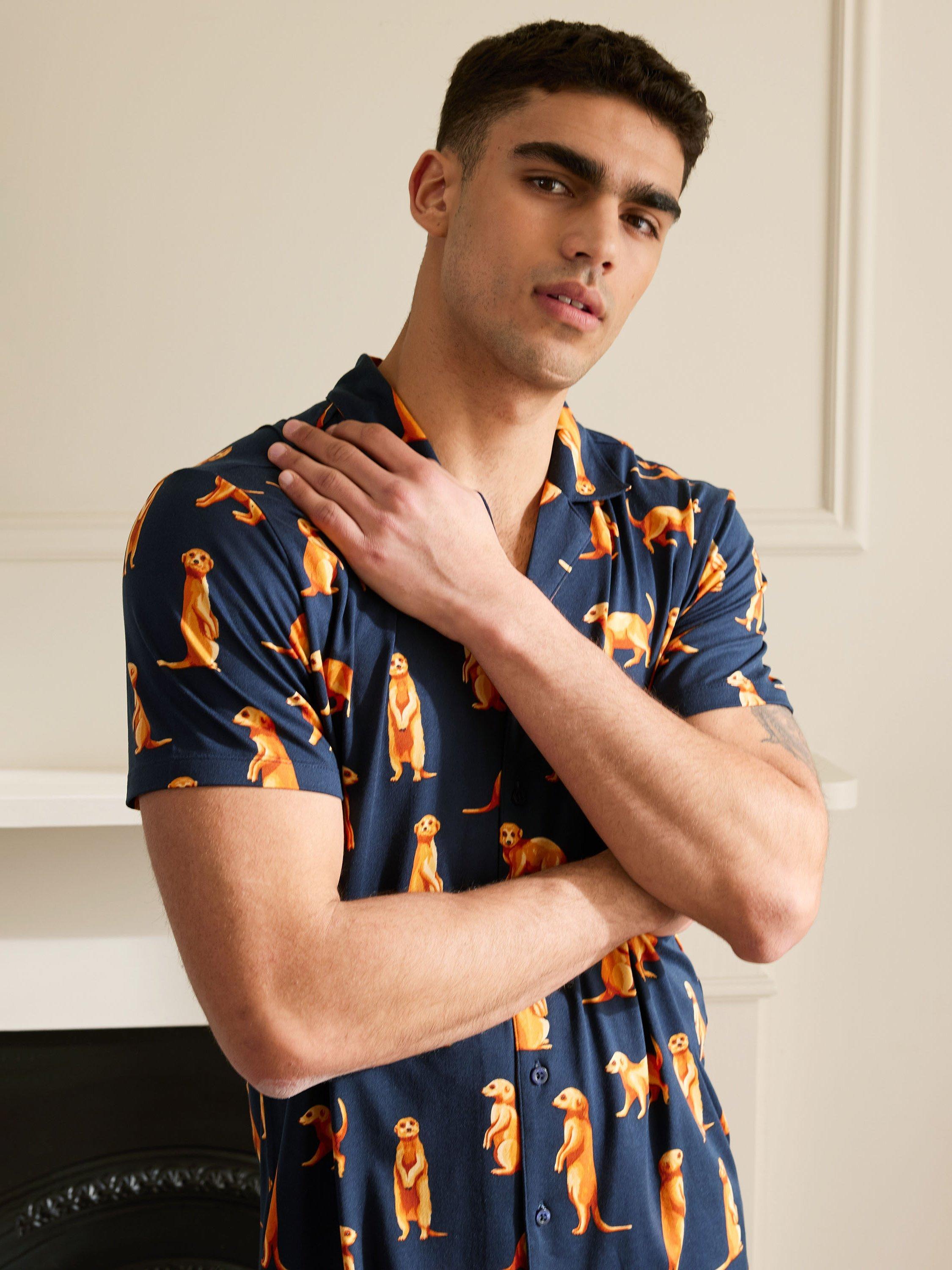 Product image 5 of 5, which shows Chelsea Peers Meerkat Print Short Pyjama Set, Navy/Multi, L