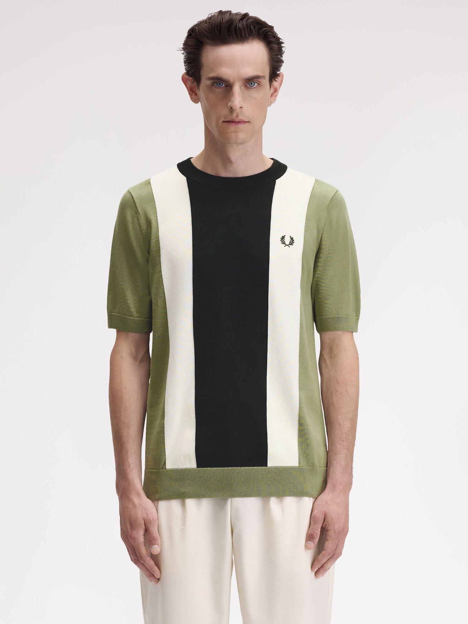 FRED PERRY☆ Striped Cuff T-Shirt OLIVE MINT Fred Perry Striped Cuff T-Shirt in Olive Mint – The Maysons
