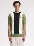 Fred Perry Vertical Stripe Knit T-Shirt, Olive Mint