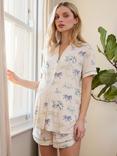Chelsea Peers Maternity Animal Stamp Short Pyjama Set, Off White/Multi