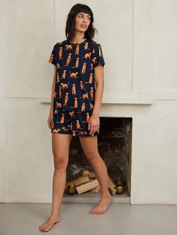 Chelsea Peers Meerkat Shortie Pyjama Set, Navy/Multi, Navy/Multi