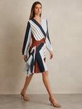 Reiss Eloise Stripe Dress, Navy/Brown
