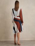 Reiss Eloise Stripe Dress, Navy/Brown