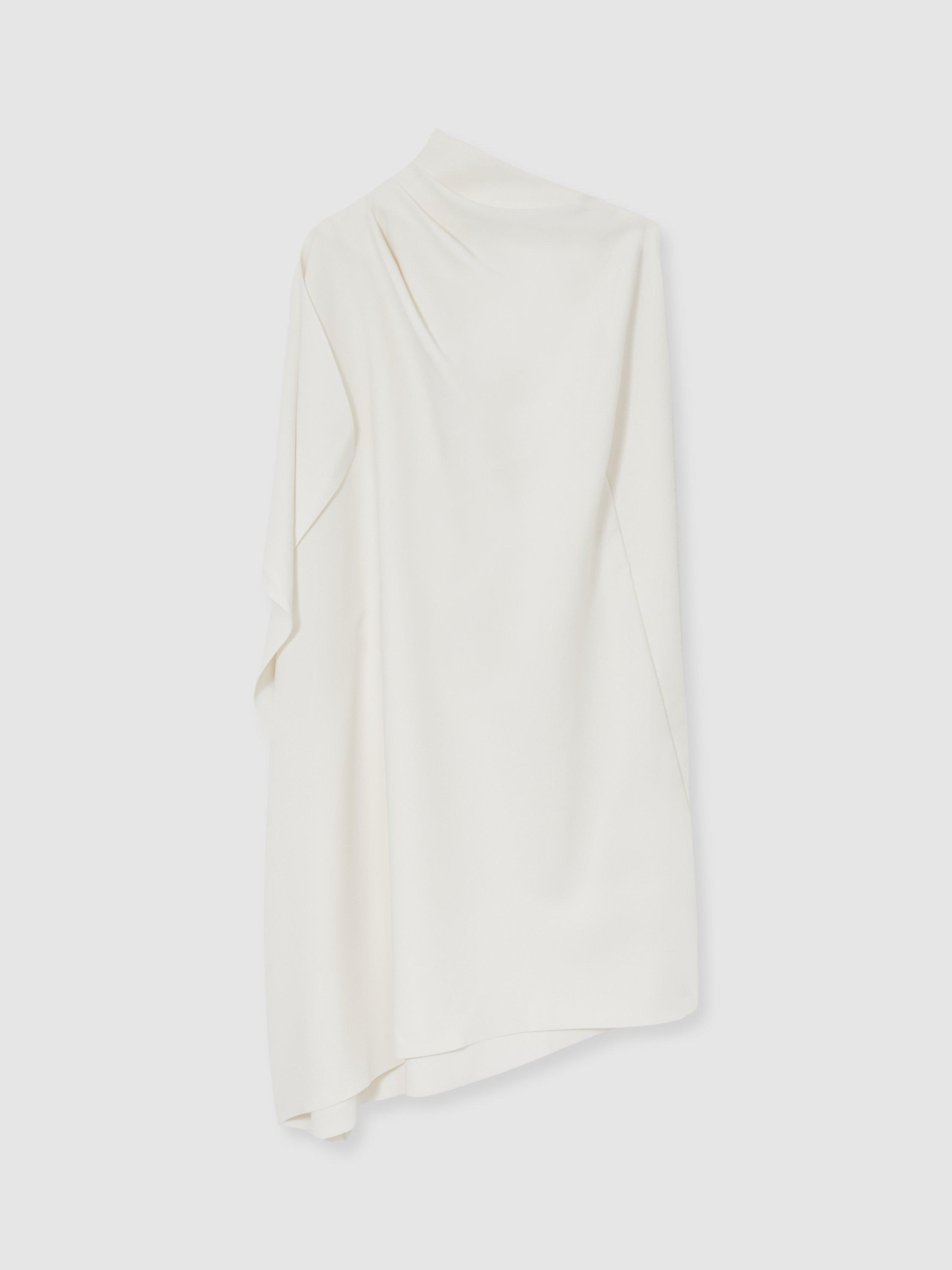 Product image 3 of 5, which shows Reiss Ellery Drape Asymmetric Dress, Ivory, 6