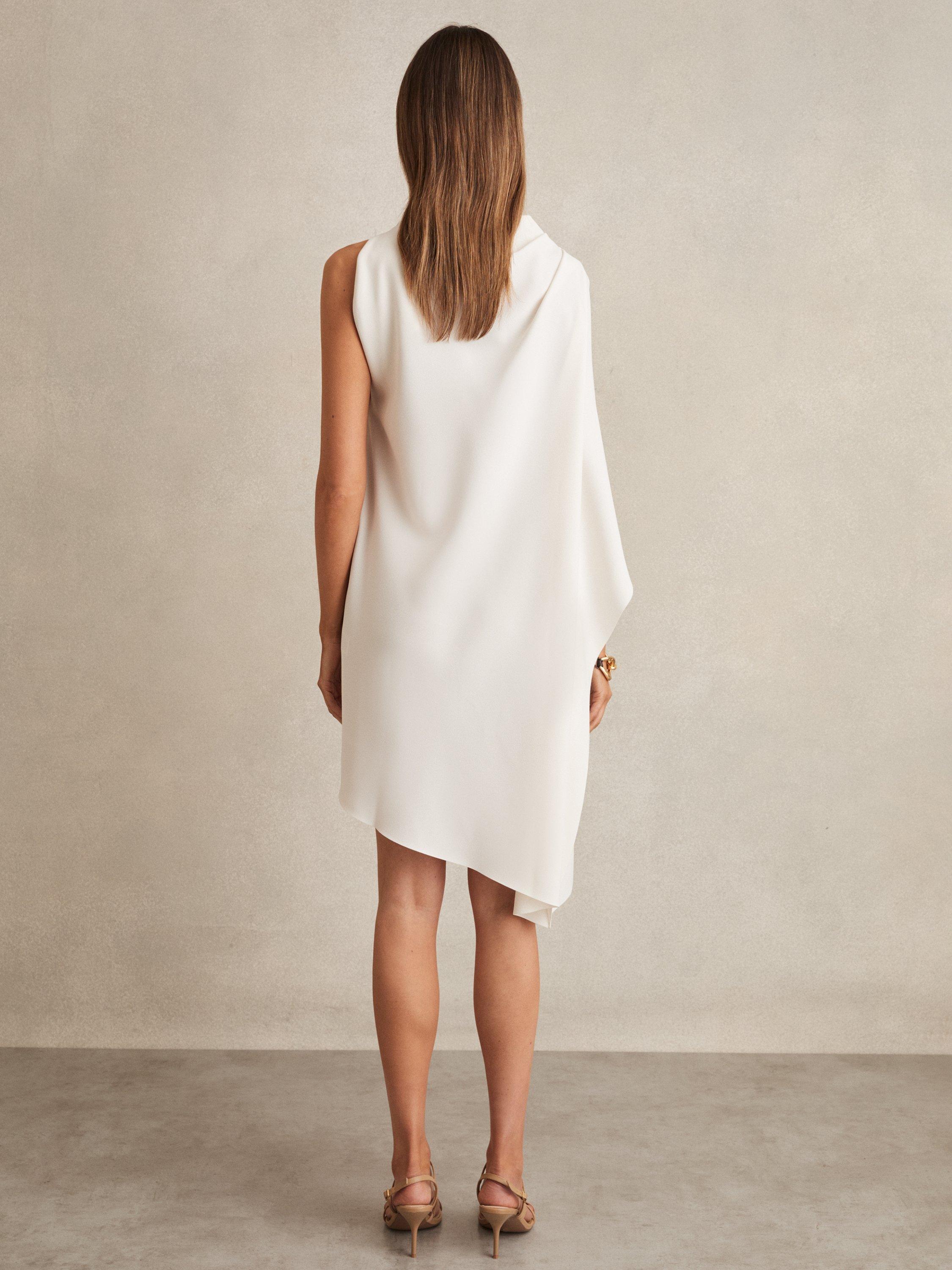 Product image 5 of 5, which shows Reiss Ellery Drape Asymmetric Dress, Ivory, 6