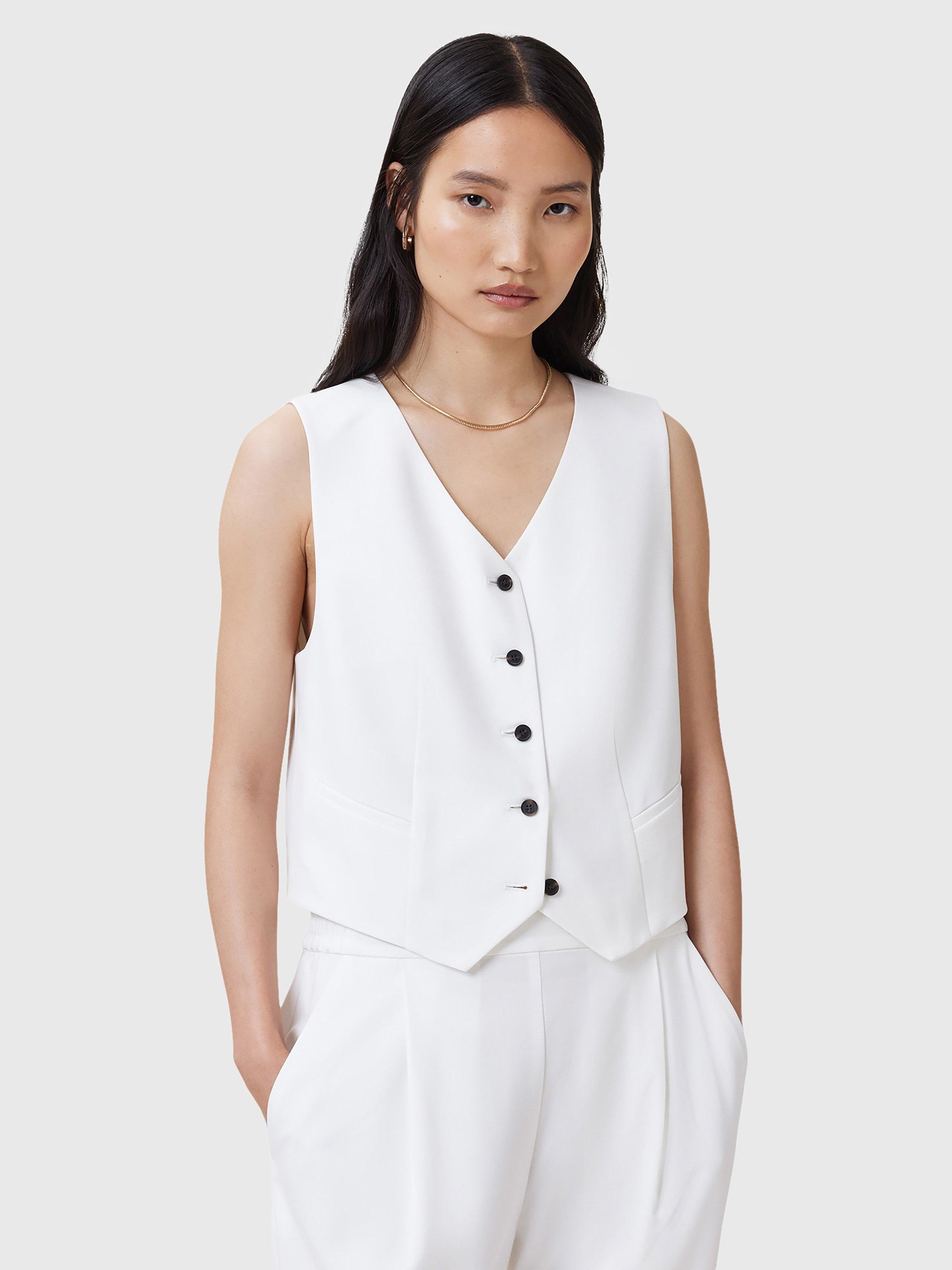 Product image 1 of 8, which shows AllSaints Aleida Tri Waistcoat, White, 10