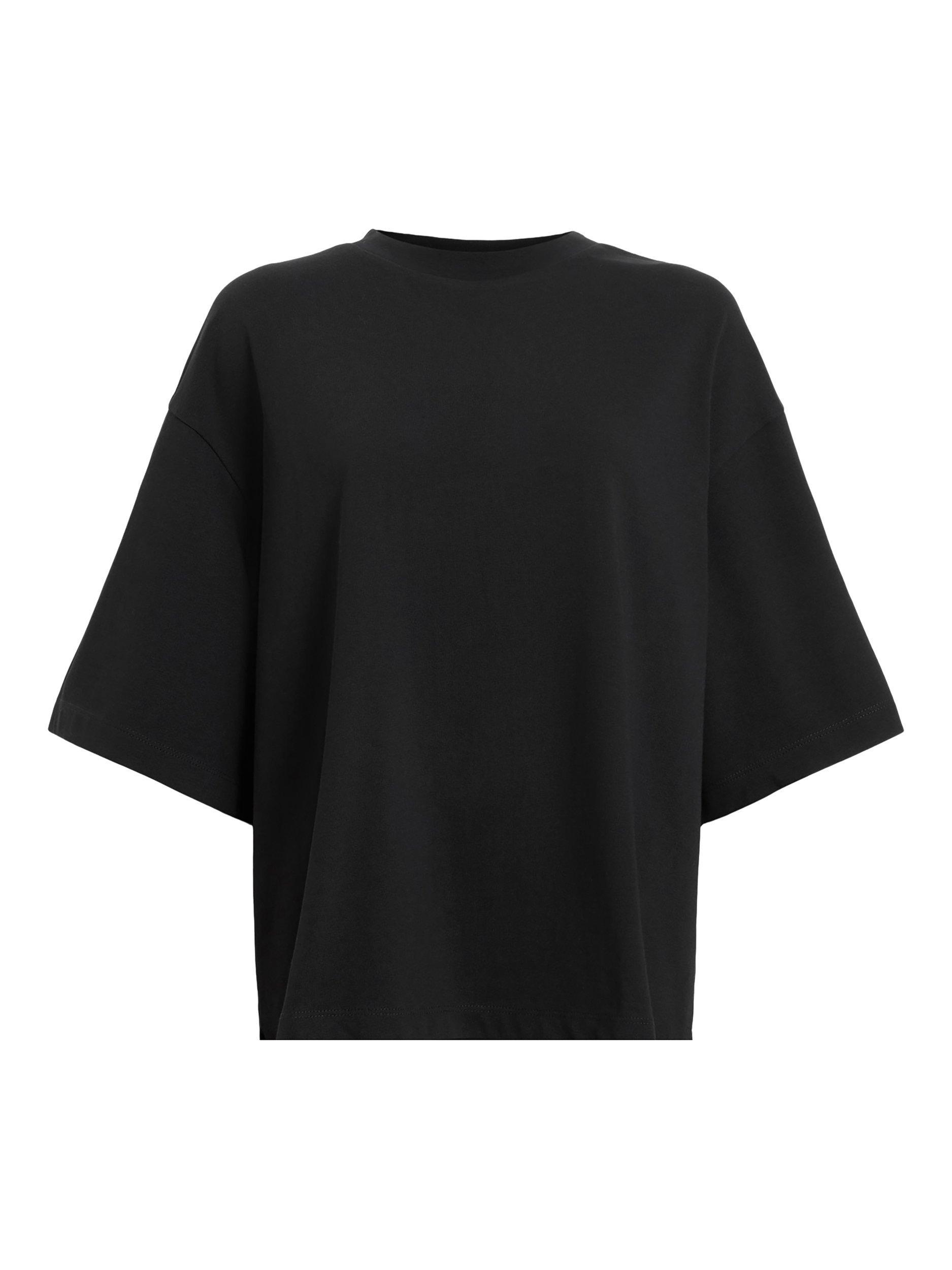 Product image 4 of 9, which shows AllSaints Amelie Crochet Back Pure Organic Cotton T-Shirt, Black, L