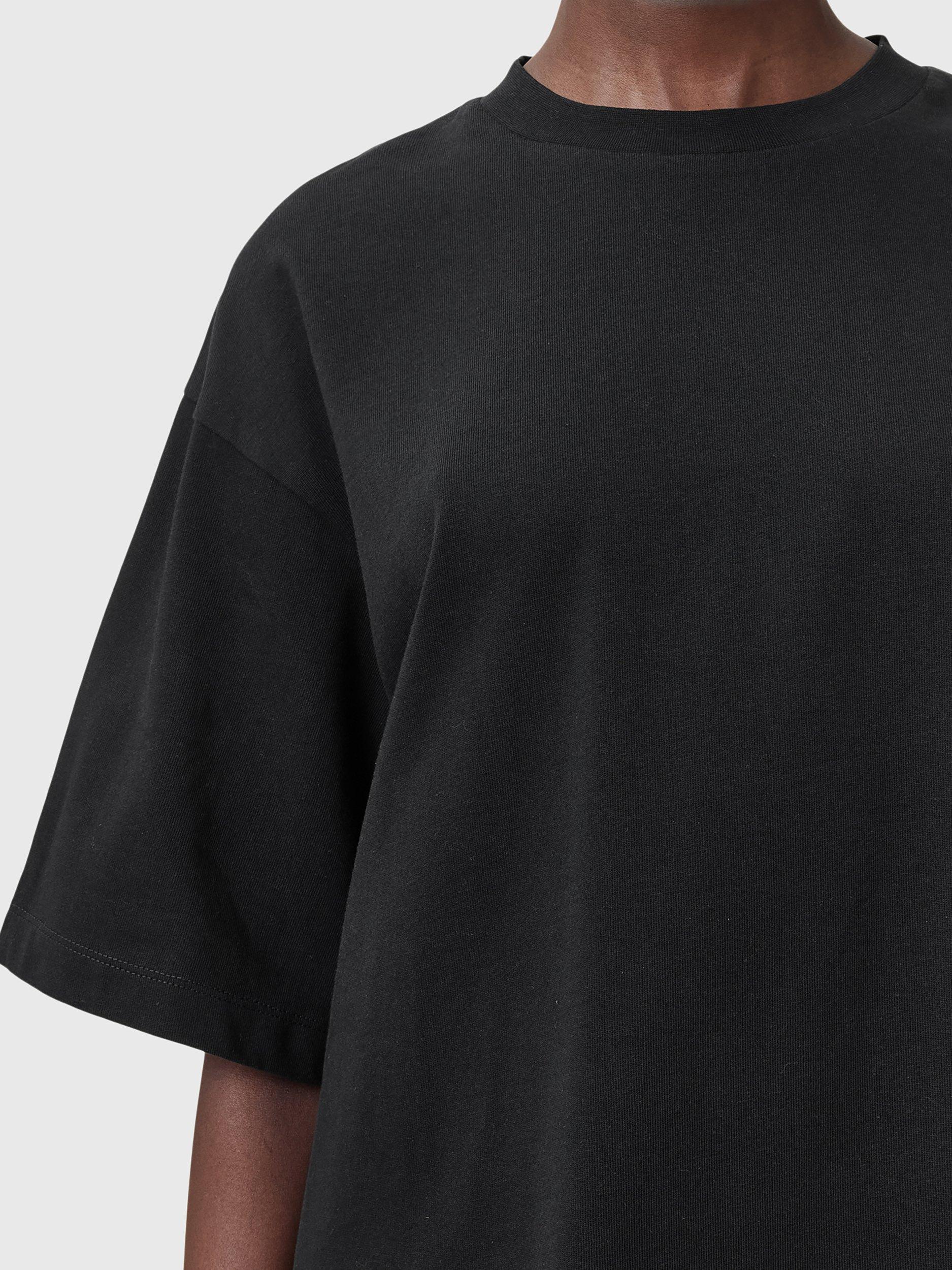 Product image 7 of 9, which shows AllSaints Amelie Crochet Back Pure Organic Cotton T-Shirt, Black, L