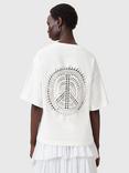 AllSaints Amelie Crochet Back Pure Organic Cotton T-Shirt, Ecru