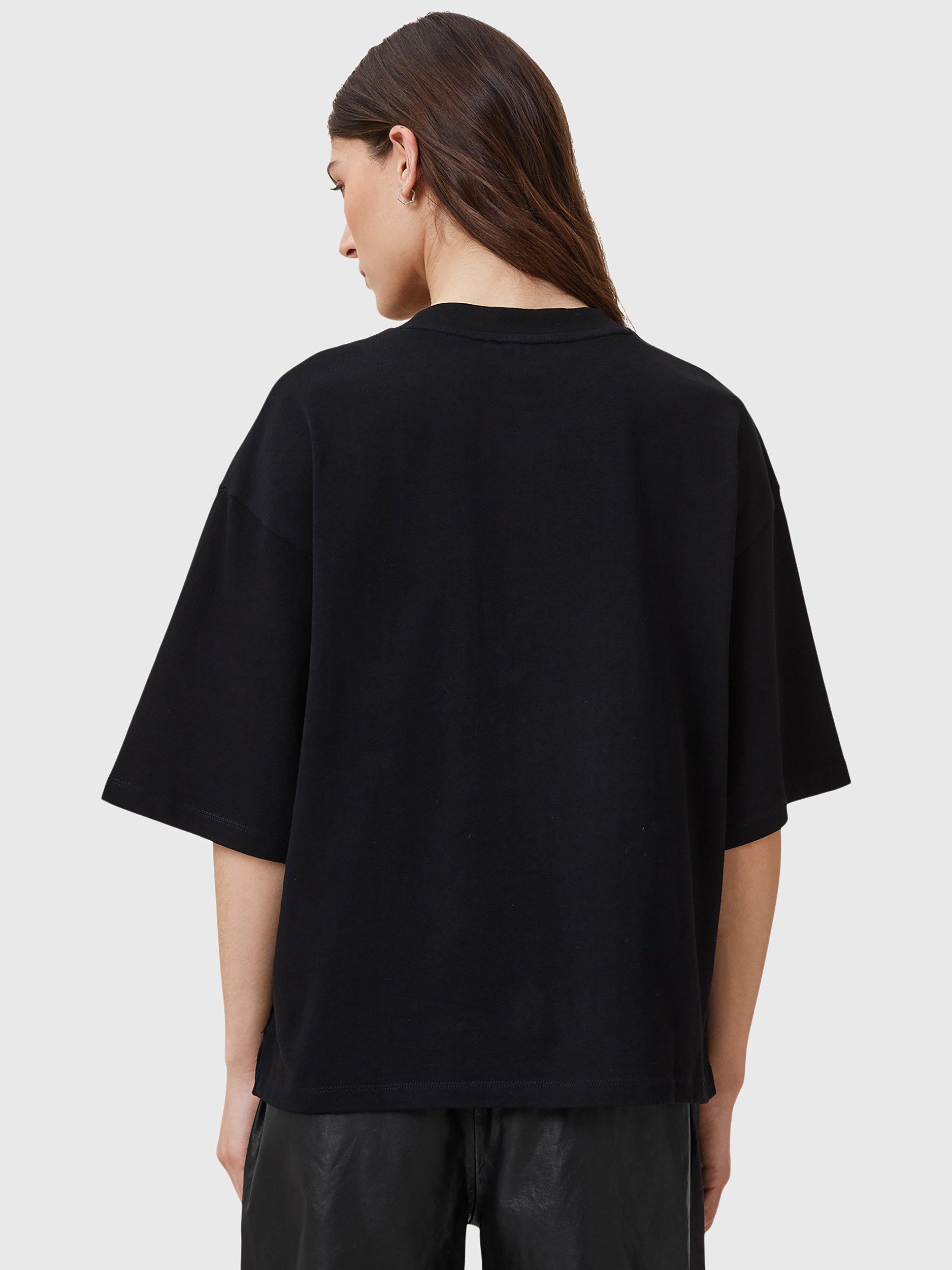 Product image 2 of 7, which shows AllSaints Amelie Pearl Logo T-Shirt, Black, S