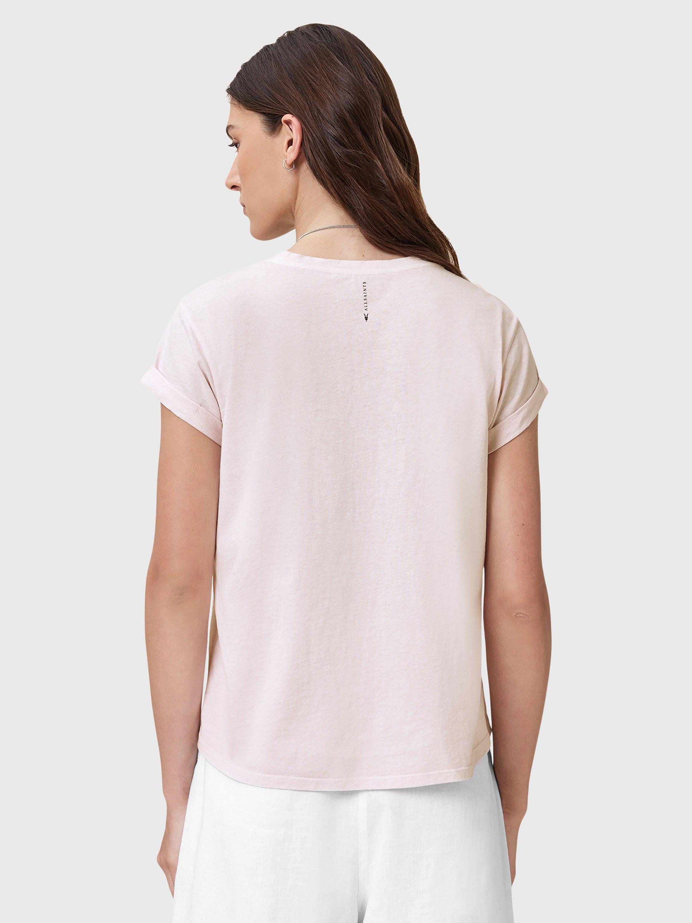 Product image 2 of 8, which shows AllSaints Anna Crew Neck T-Shirt, Light Green, Pink, XS