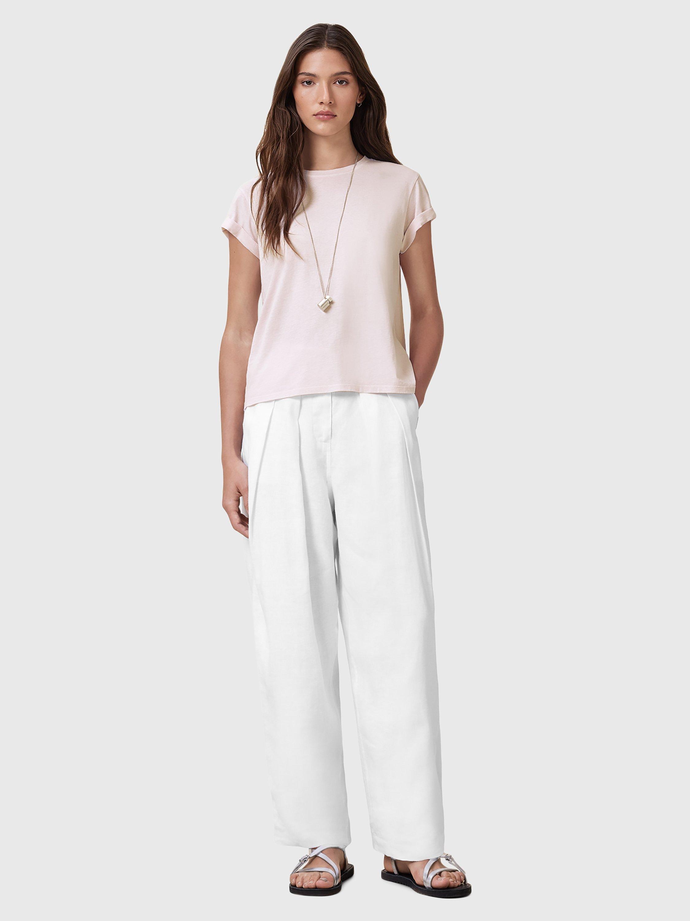 Product image 3 of 8, which shows AllSaints Anna Crew Neck T-Shirt, Light Green, Pink, XS