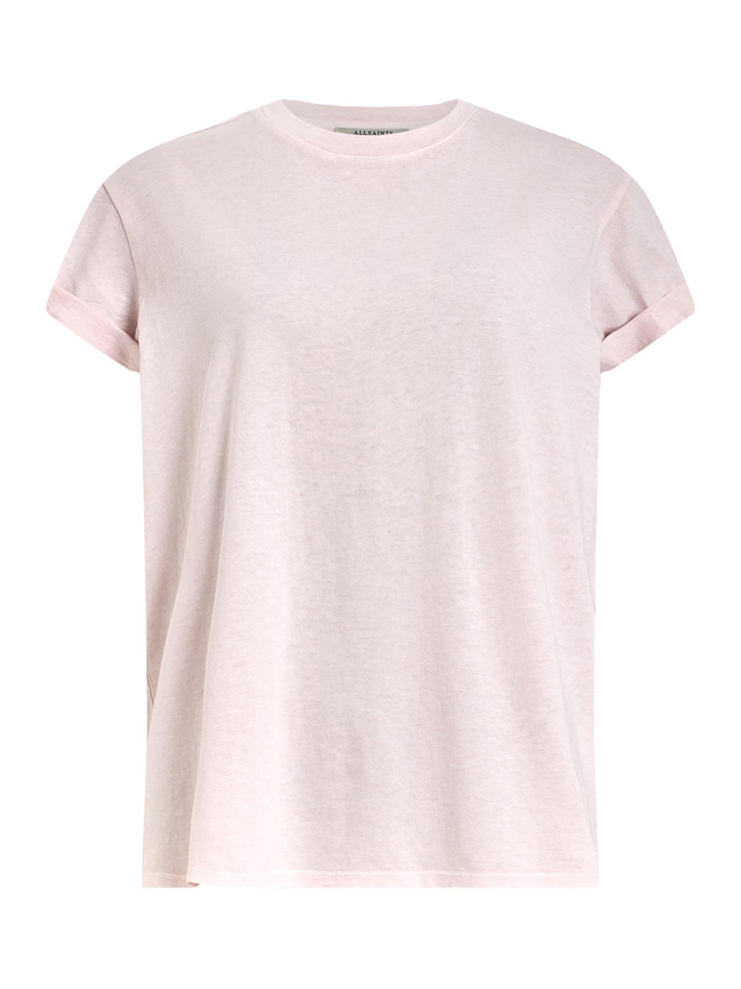 Product image 4 of 8, which shows AllSaints Anna Crew Neck T-Shirt, Light Green, Pink, XS