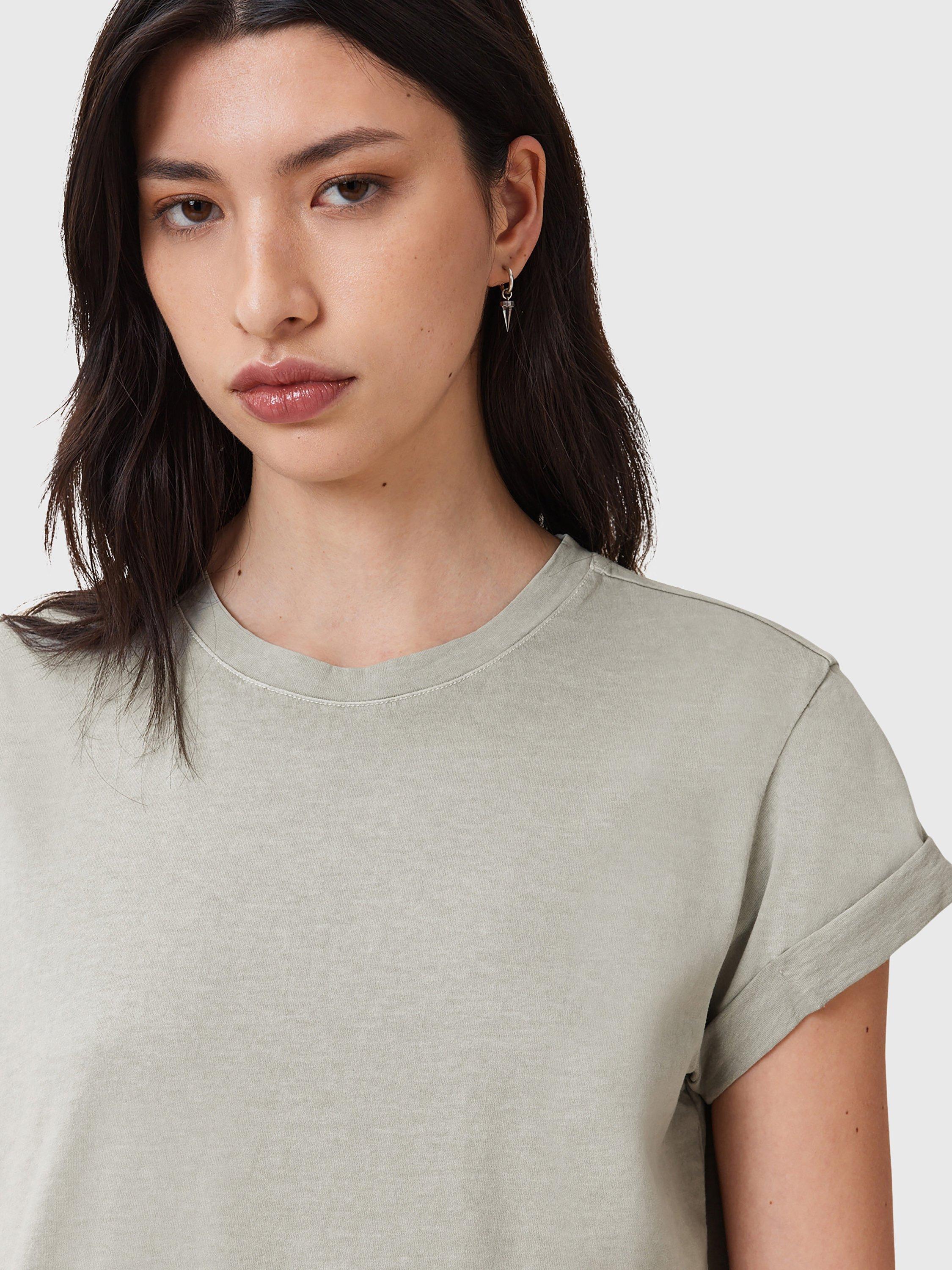 Product image 5 of 7, which shows AllSaints Anna Crew Neck T-Shirt, Light Green, Light Green, S