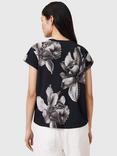 AllSaints Anna Floral Pure Organic Cotton T-Shirt, Black/Multi