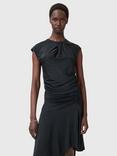 AllSaints Annalie Cut Out Detail Top, Black