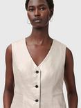AllSaints Averie Pure Linen Waistcoat, Silver Grey