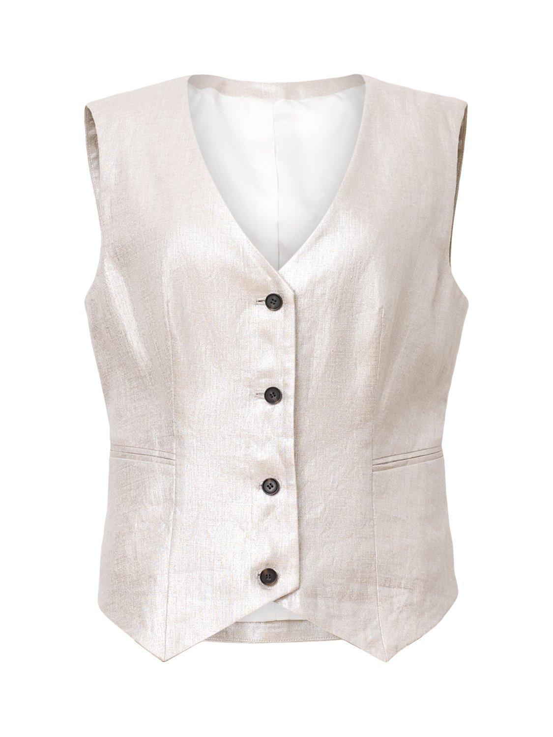 Product image 4 of 8, which shows AllSaints Averie Pure Linen Waistcoat, Silver Grey, 10