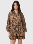 AllSaints Charli Animal Print Shirt, Brown