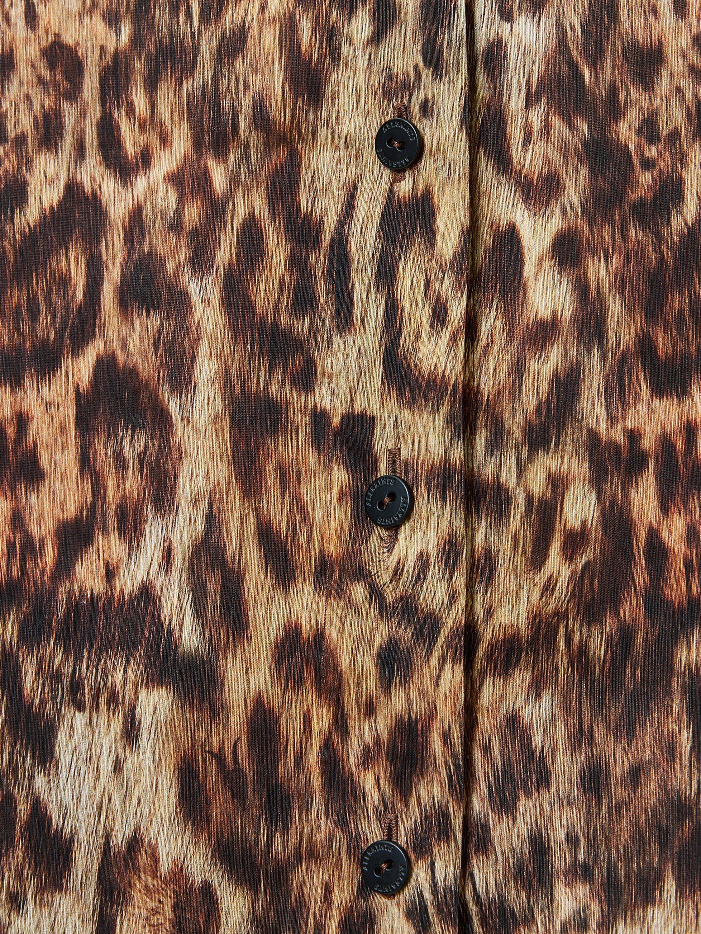 Product image 9 of 9, which shows AllSaints Charli Animal Print Shirt, Brown, 6