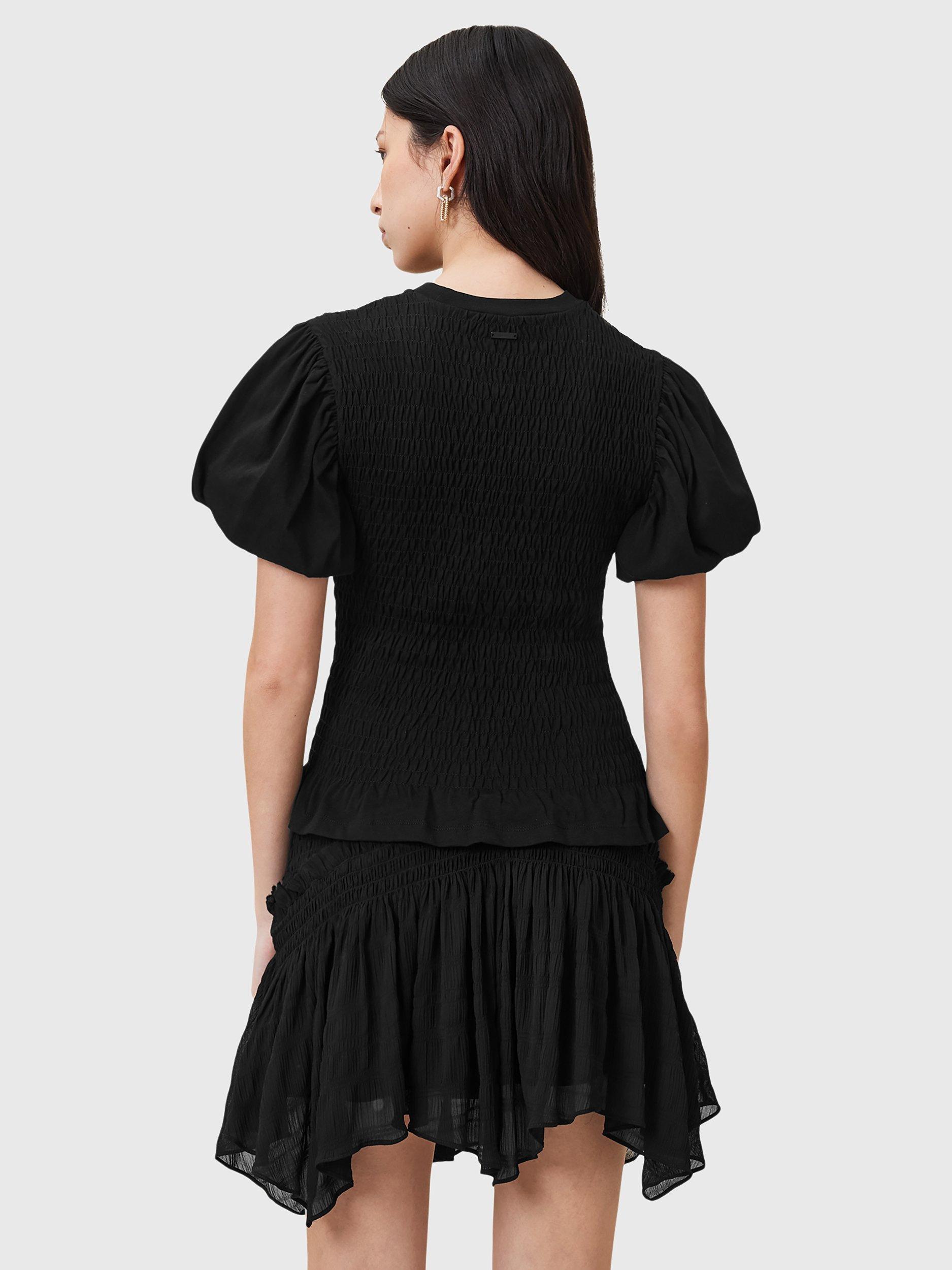 Product image 2 of 7, which shows AllSaints Dael Puff Sleeve Top, Black, L