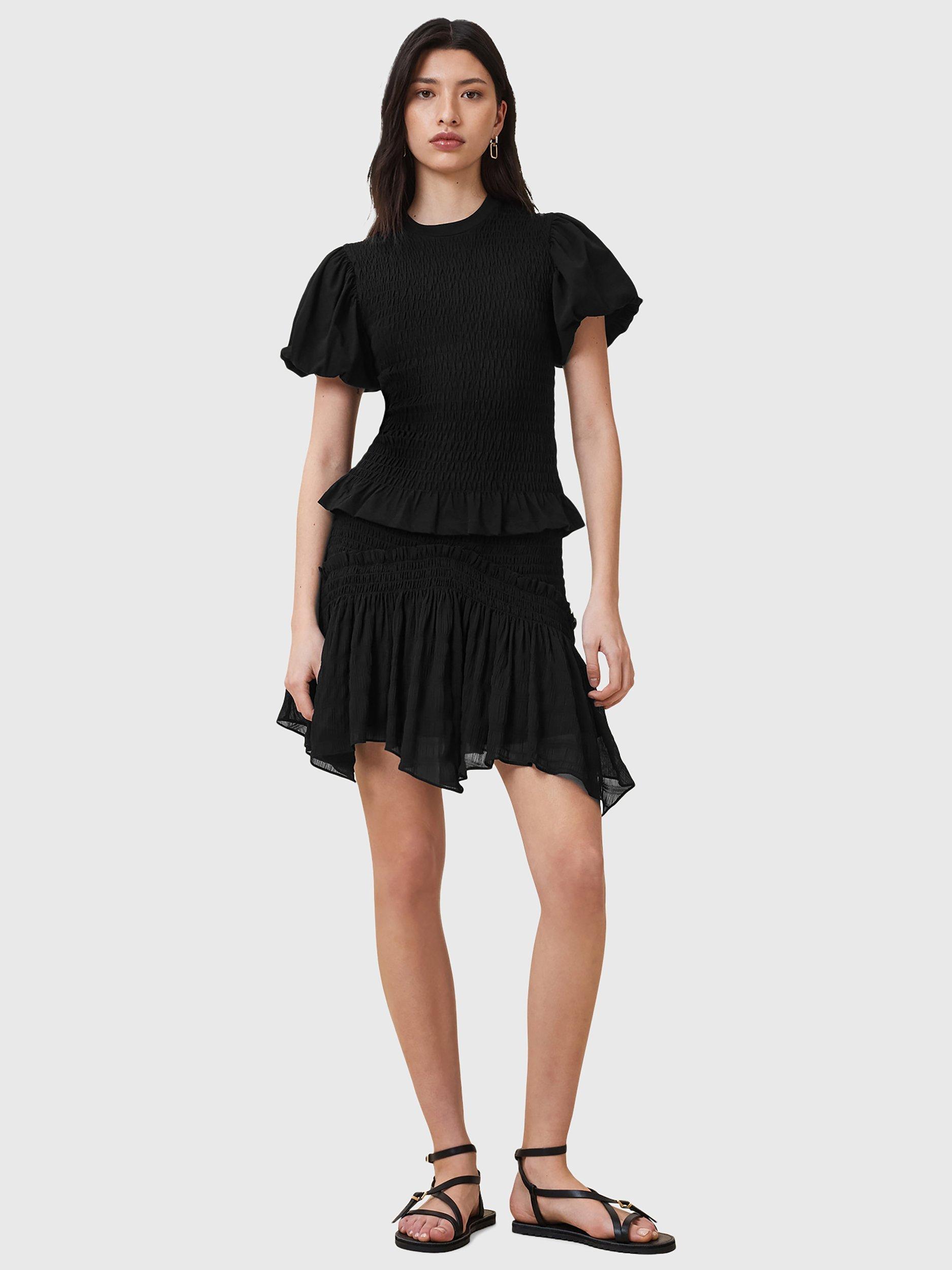 Product image 3 of 7, which shows AllSaints Dael Puff Sleeve Top, Black, L