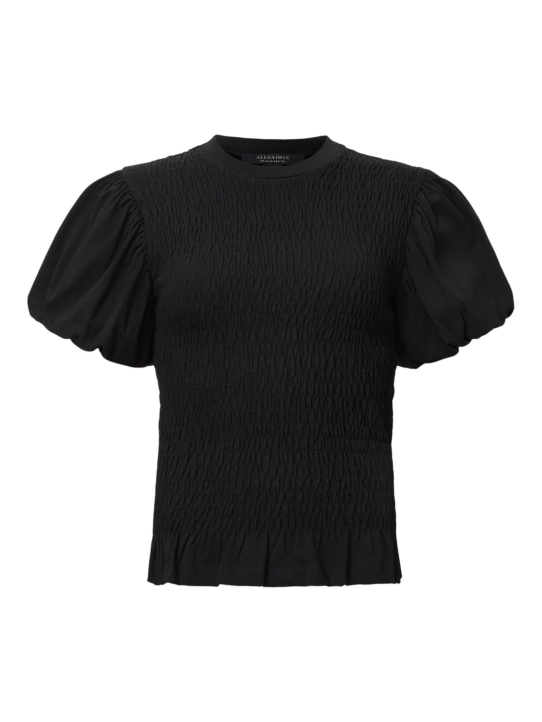 Product image 4 of 7, which shows AllSaints Dael Puff Sleeve Top, Black, L