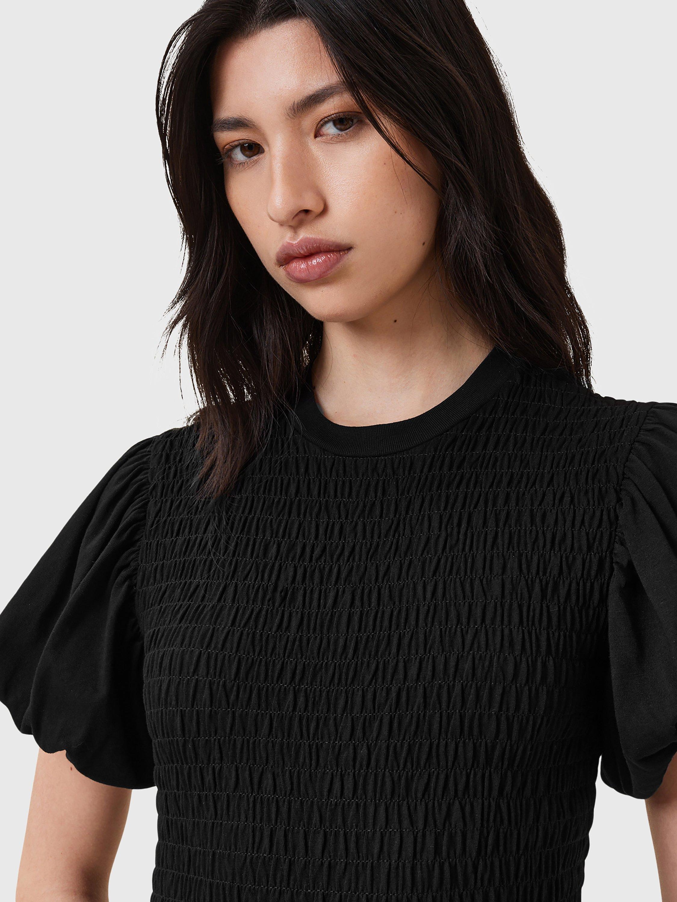 Product image 5 of 7, which shows AllSaints Dael Puff Sleeve Top, Black, L