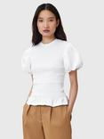 AllSaints Dael Shirred Bodice Top, White Multi White