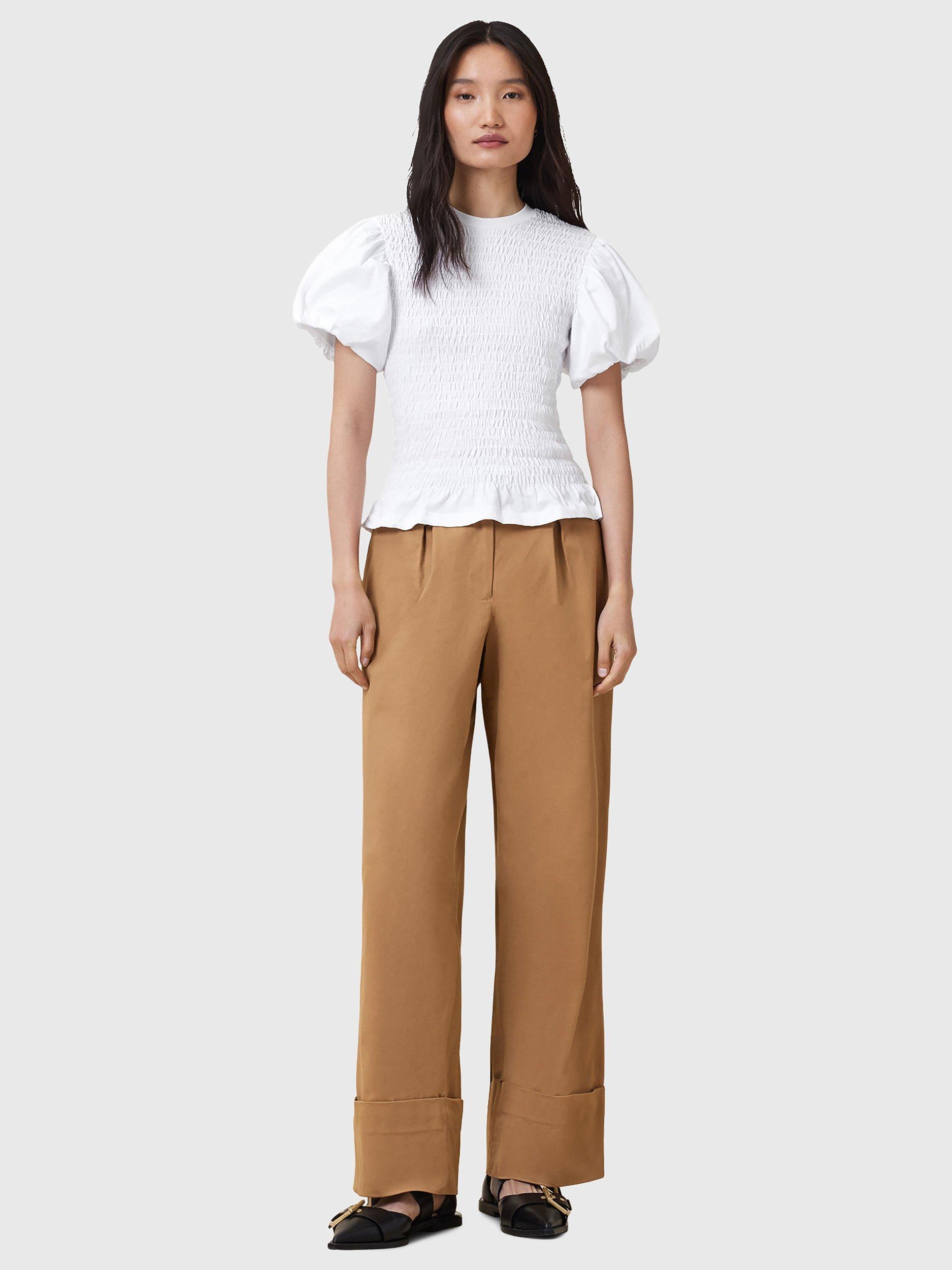 Product image 3 of 7, which shows AllSaints Dael Shirred Bodice Top, White Multi White, L