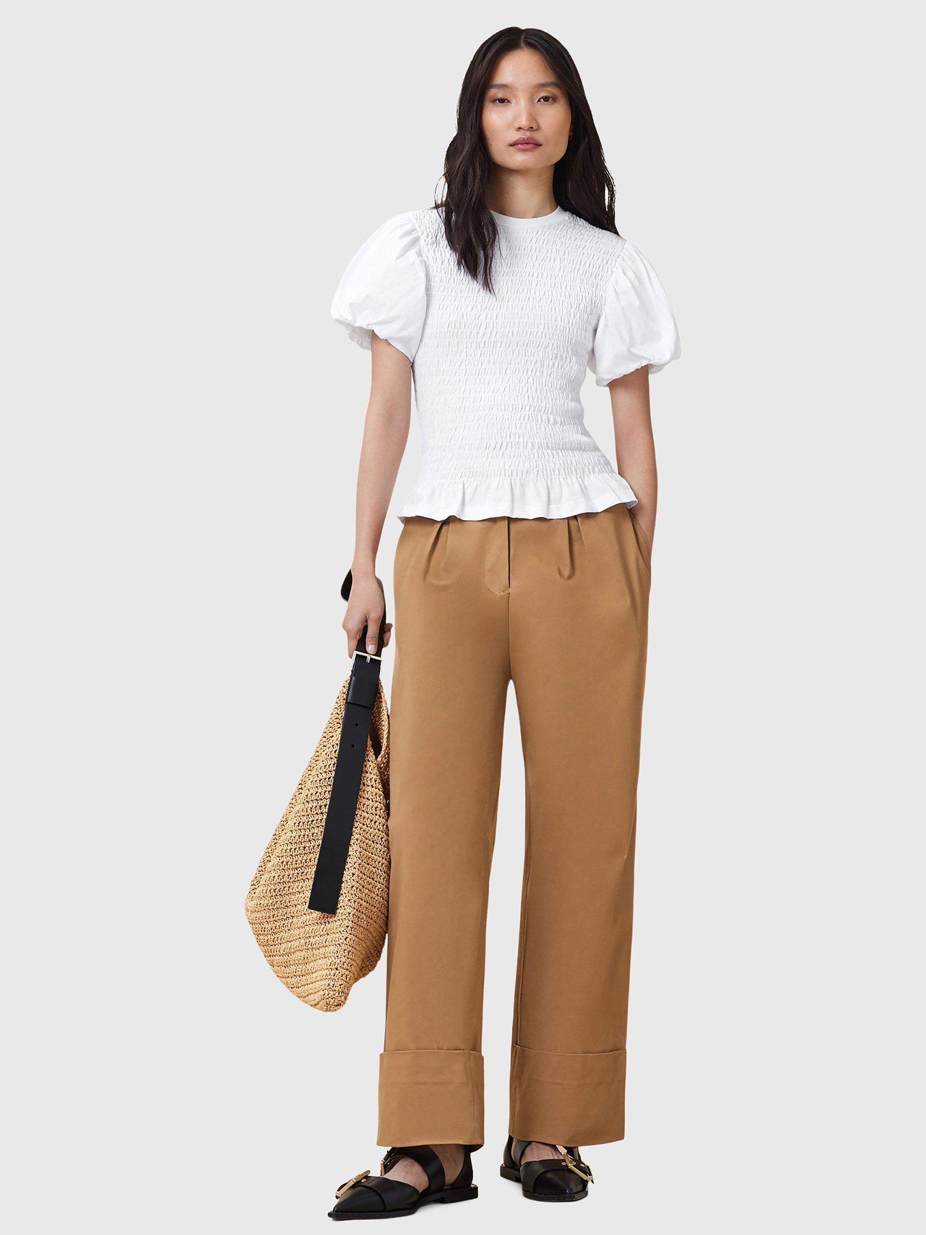 Product image 7 of 7, which shows AllSaints Dael Shirred Bodice Top, White Multi White, L
