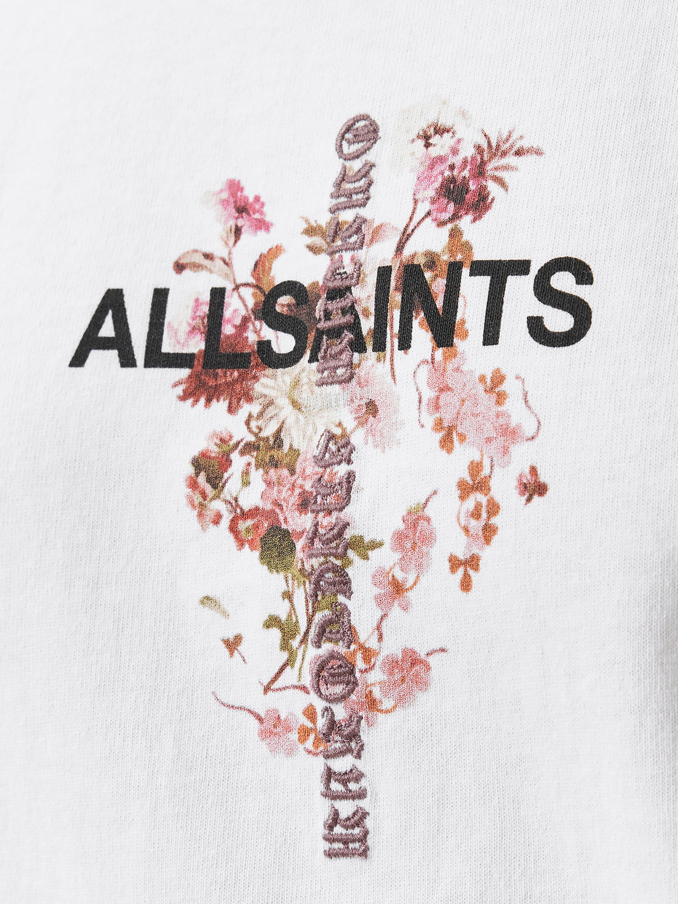 Product image 8 of 10, which shows AllSaints Eternal Etta Floral Organic Cotton Graphic T-Shirt, White, XS